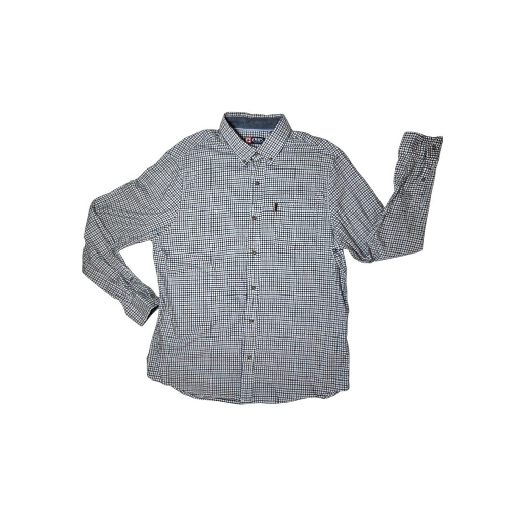 Chaps Stretch Button-Down Long Sleeve Checkered Men's Top White/Multicolored XL